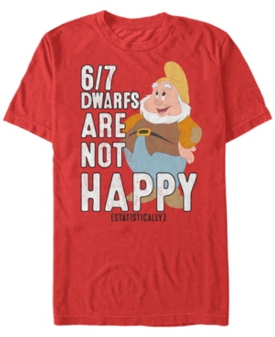 Disney Princess Disney Men's Snow White Statistically 6/7 Dwarfs Are Unhappy Short Sleeve T-shirt In Red