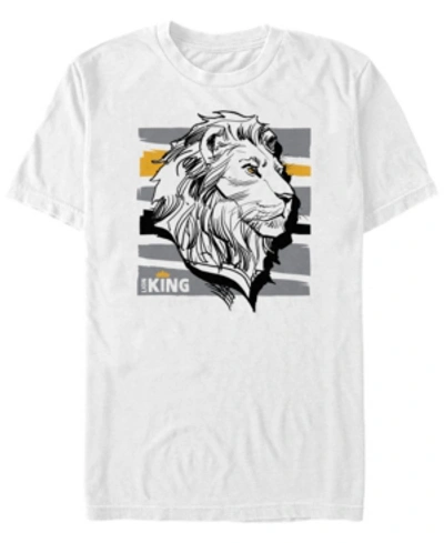 Lion King Disney Men's The  Live Action Mufasa Sketched Portrait Short Sleeve T-shirt In White