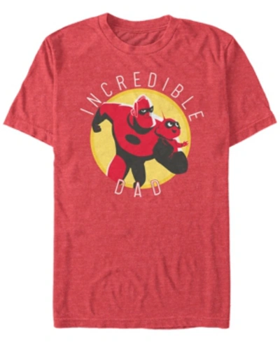 The Incredibles Disney Pixar Men's , Incredible Dad Short Sleeve T-shirt In Red Heathe