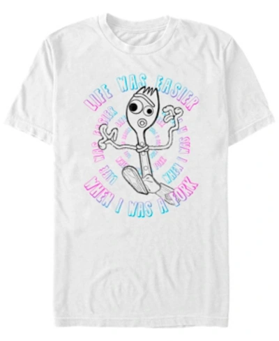 Toy Story Disney Pixar Men's  4 Forky Life Was Easier When I Was A Fork Short Sleeve T-shirt In White