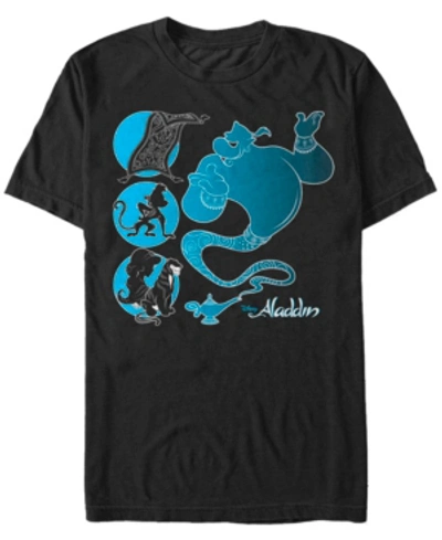 Disney Princess Disney Men's Aladdin Silhouette Characters Short Sleeve T-shirt In Black