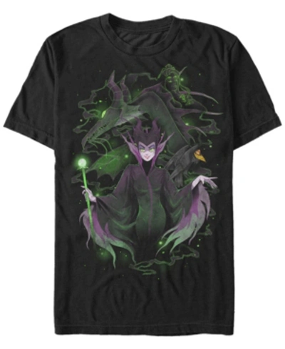 Disney Princess Disney Men's Sleeping Beauty Maleficent Manga Style Short Sleeve T-shirt In Black