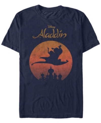 Disney Princess Disney Men's Aladdin Jasmine Silhouette Over Agrabah Vintage Short Sleeve T-shirt In Navy