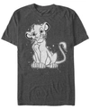 Lion King Disney Men's  Simba Smirk Paint Splatter Short Sleeve T-shirt In Charcoal H