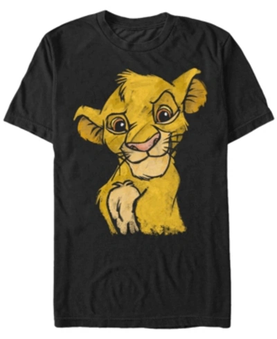 Lion King Disney Men's  Young Simba Smiling Portrait Sketch Short Sleeve T-shirt In Black