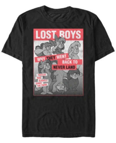 Tinkerbell Disney Men's Peter Pan Lost Boys Classic Group Shot Poster Short Sleeve T-shirt In Black