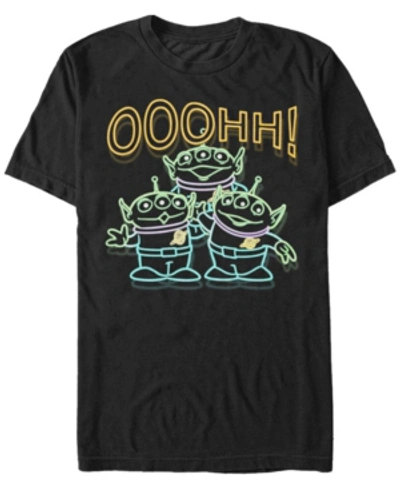 Toy Story Disney Pixar Men's  Neon Aliens Ooohh Short Sleeve T-shirt In Black