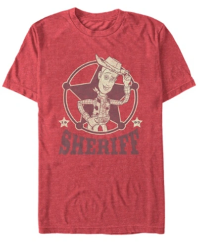 Toy Story Disney Pixar Men's  Woody The Sheriff Short Sleeve T-shirt In Red Heathe