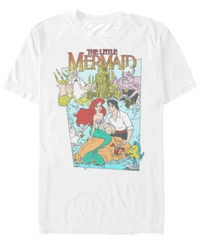 Disney Princess Disney Men's The Little Mermaid Vintage Movie Cover Short Sleeve T-shirt In White