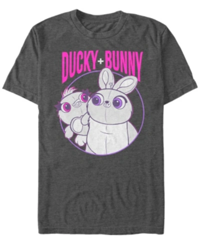 Toy Story Disney Pixar Men's  4 Ducky And Bunny Heavy Metal Buds Short Sleeve T-shirt In Charcoal H