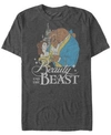 Disney Princess Disney Men's Beauty And The Beast Classic Movie Cover Short Sleeve T-shirt In Charcoal H