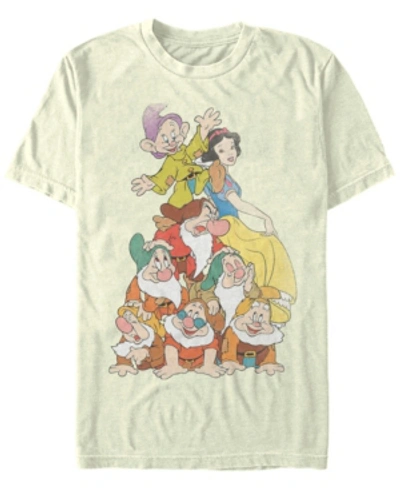 Disney Princess Disney Men's Snow White Seven Dwarf Stack Short Sleeve T-shirt In Natural