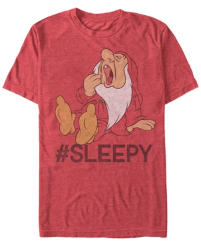 Disney Princess Disney Men's Snow White Sleepy Short Sleeve T-shirt In Red Heathe