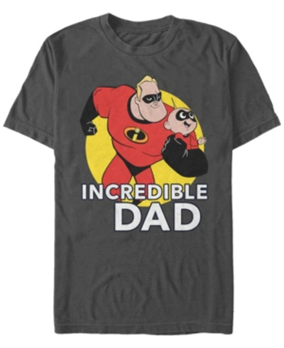 The Incredibles Disney Pixar Men's  The Best Father Short Sleeve T-shirt In Charcoal