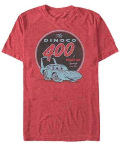 Cars Disney Pixar Men's  The Dinoco 400 A Piston Cup Short Sleeve T-shirt In Red Heathe