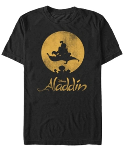 Disney Princess Disney Men's Aladdin Magic Carpet Silhouette Short Sleeve T-shirt In Black