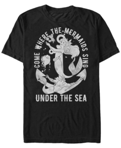 Disney Princess Disney Men's The Little Mermaid Hip Short Sleeve T-shirt In Black