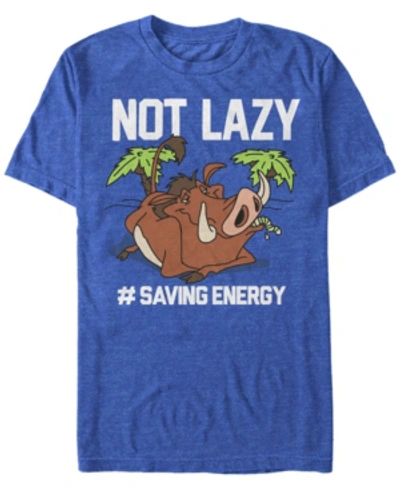 Lion King Disney Men's  Pumbaa Not Lazy Short Sleeve T-shirt In Royal Heat