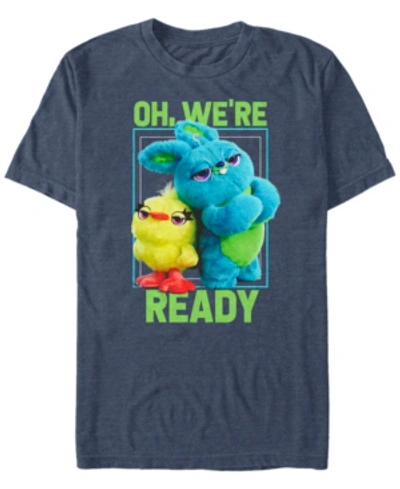 Toy Story Disney Pixar Men's  4 Ducky And Bunny We're Ready Short Sleeve T-shirt In Navy Heath