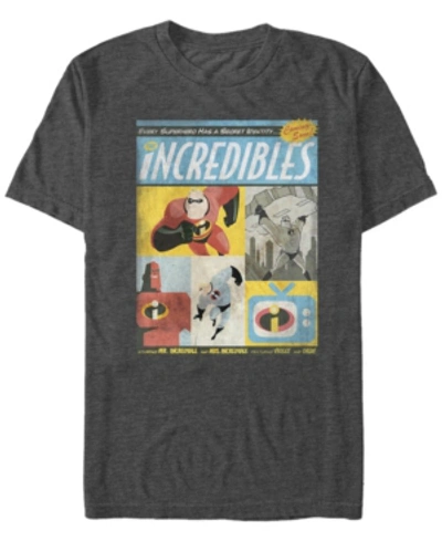 The Incredibles Disney Pixar Men's Incredibles Comic Panel Retro Vintage Short Sleeve T-shirt In Charcoal H