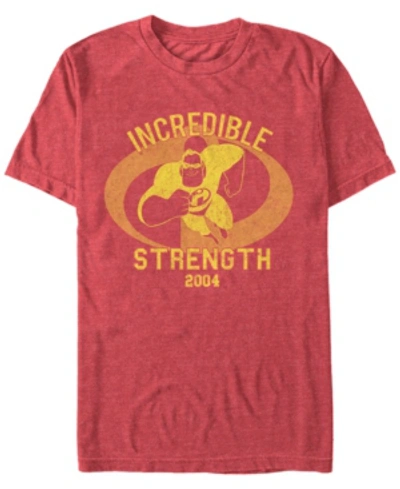 The Incredibles Disney Pixar Men's Incredibles Strength Mr. Incredible Short Sleeve T-shirt In Red Heathe