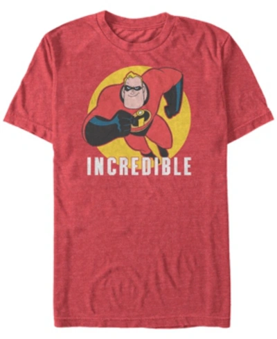 The Incredibles Disney Pixar Men's , Mr. Incredible Strong Pose Short Sleeve T-shirt In Red Heathe