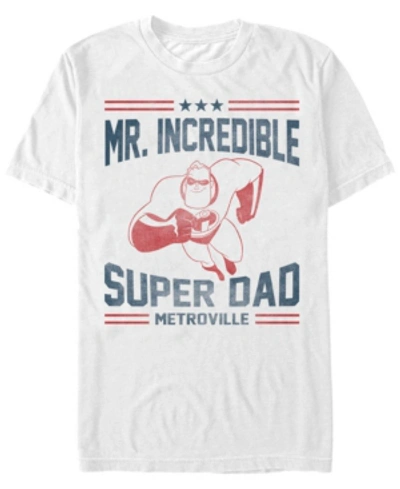 The Incredibles Disney Pixar Men's  Mr. Super Dad Metroville Short Sleeve T-shirt In White