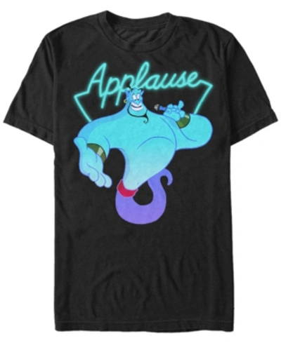 Disney Princess Disney Men's Aladdin Genie Applause Neon Light Short Sleeve T-shirt In Black