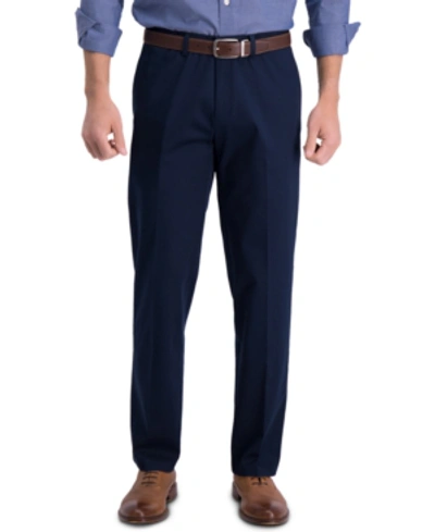 Haggar Men's Iron Free Premium Khaki Straight-fit Flat-front Pant In Dark Navy