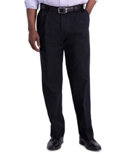 Haggar Men's Big & Tall Iron Free Premium Khaki Classic-fit Pleated Pant In Black