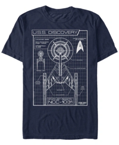 Star Trek Men's Discovery Ncc-1031 Schematic Short Sleeve T-shirt In Navy