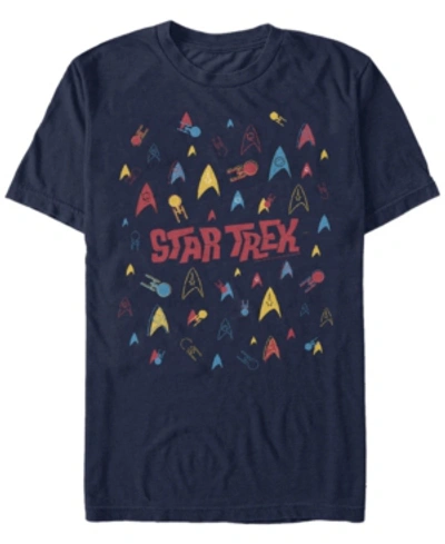 Star Trek Men's The Original Series Retro Logo Confetti Short Sleeve T-shirt In Navy