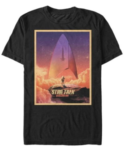 Star Trek Men's Discovery Starfleet Space Poster Short Sleeve T-shirt In Black