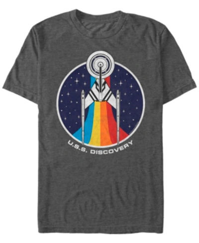 Star Trek Men's Discovery Retro Rainbow U.s.s. Discovery Short Sleeve T-shirt In Charcoal H