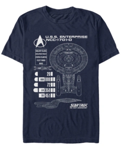 Star Trek Men's The Next Generation U.s.s. Enterprise Ncc-1701-d Schematic Short Sleeve T-shirt In Navy