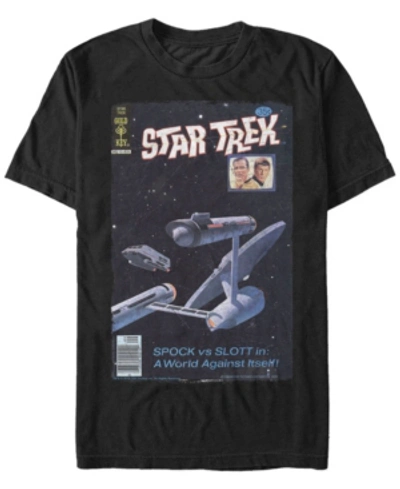 Star Trek Men's The Original Series Retro Spock Vs. Slott Comic Short Sleeve T-shirt In Black
