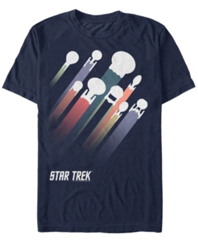 Star Trek Men's The Original Series Retro Ship Streaks Short Sleeve T-shirt In Navy