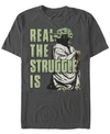 Fifth Sun Men's Star Wars Yoda Real The Struggle Is Short Sleeve T-shirt In Charcoal