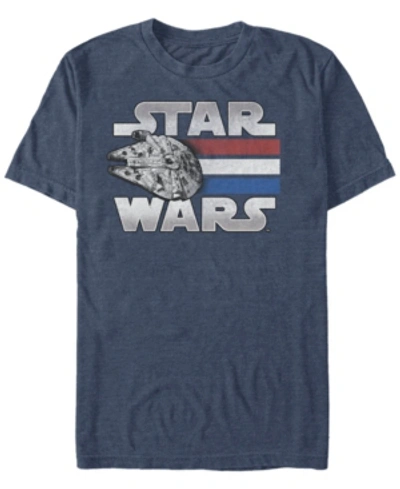 Fifth Sun Men's Star Wars Red White Blue Stripes Falcon Short Sleeve T-shirt In Navy Heather