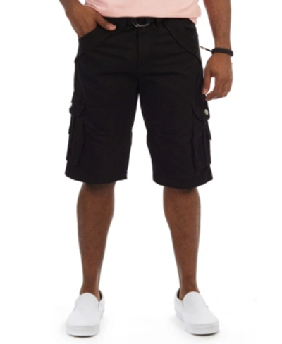X-ray Men's Belted Double Pocket Cargo Shorts In Black