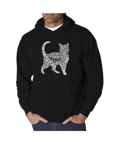 La Pop Art Men's Word Art Hooded Sweatshirt - Cat In Black