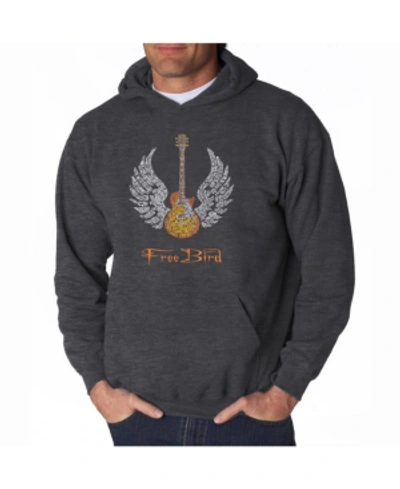 La Pop Art Men's Word Art Hoodie - Lyrics To Freebird In Dark Gray