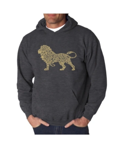 La Pop Art Men's Word Art Hoodie - Lion In Dark Gray