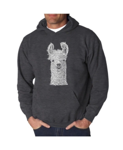 La Pop Art Men's Word Art Hoodie - Llama In Dark Gray