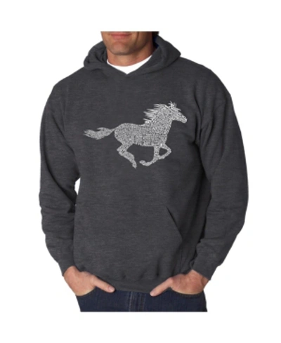 La Pop Art Men's Word Art Hoodie - Mustang In Dark Gray