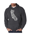 La Pop Art Men's Word Art Hooded Sweatshirt - California State In Dark Gray