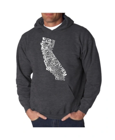 La Pop Art Men's Word Art Hooded Sweatshirt - California State In Dark Gray