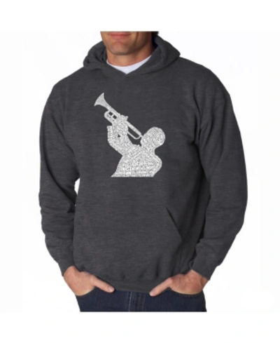 La Pop Art Men's Word Art Hoodie - All Time Jazz Songs In Dark Gray