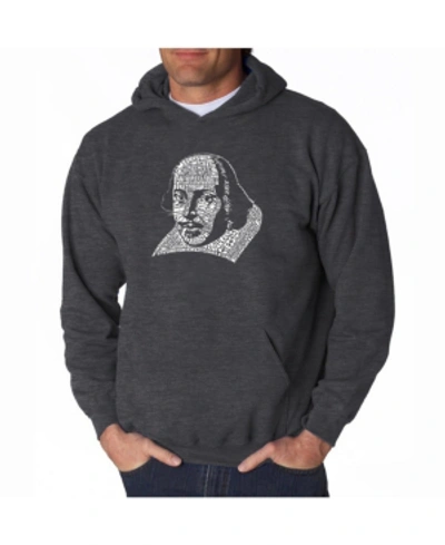 La Pop Art Men's Word Art Hooded Sweatshirt - Shakespeare In Dark Gray
