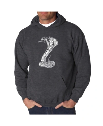 La Pop Art Men's Word Art Hooded Sweatshirt - Types Of Snakes In Dark Gray